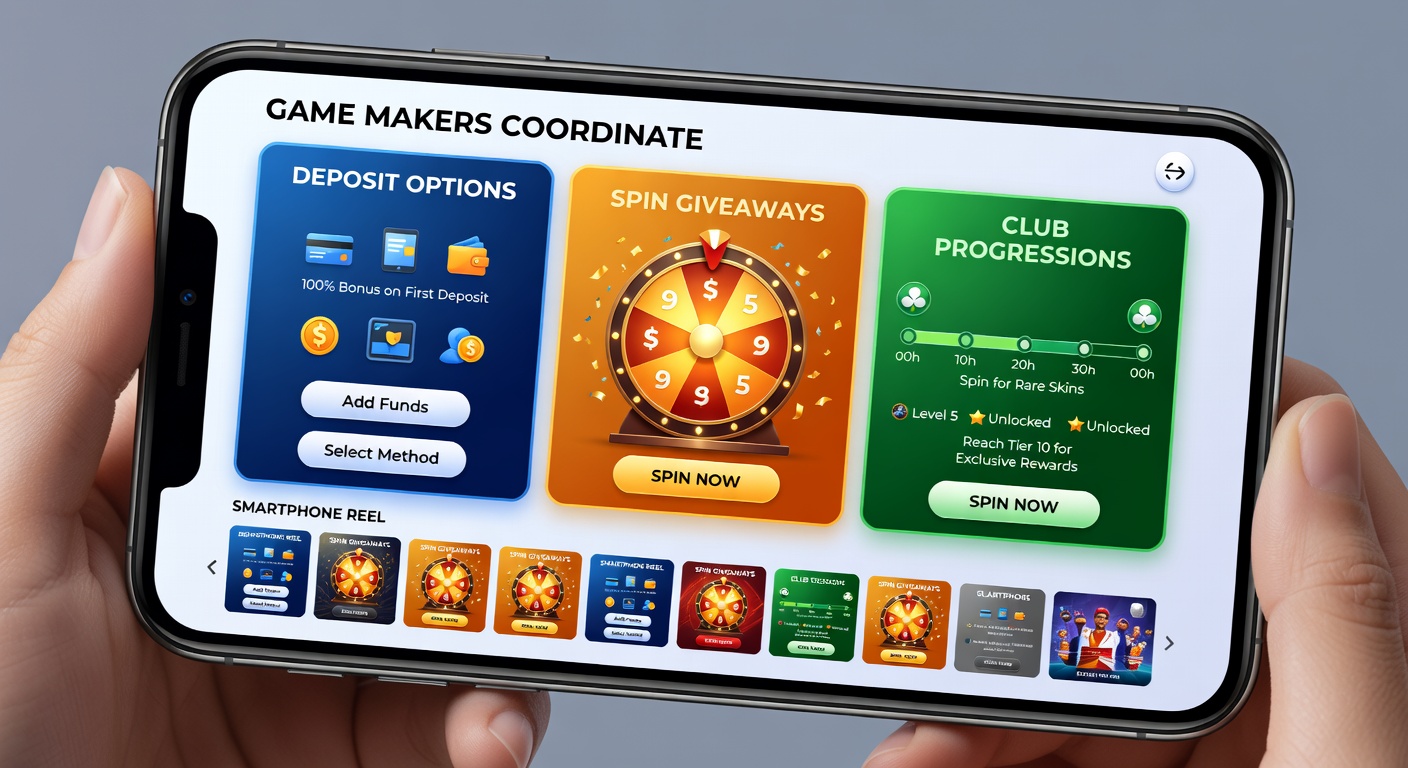 Live dealer video stream interface displaying integrated deposit prompts, spin bonuses, and club progression indicators on a mobile device
