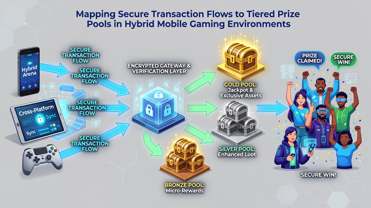 Illustration of tiered prize pool structures integrated with mobile transaction security protocols